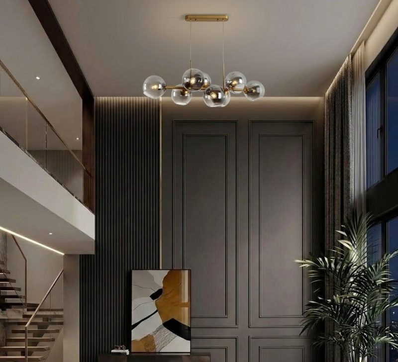 Đèn thả thủy tinh ngang 8 chao TDC-216