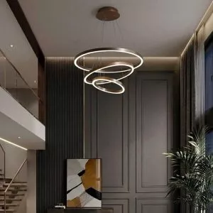 Đèn thả LED 3 vòng mika màu Cafe TDC-217