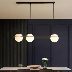 Đèn chùm hiện đại, thiết kế mâm ngang, quả cầu thủy tinh đục 3 bóng hiện đại TDC-227