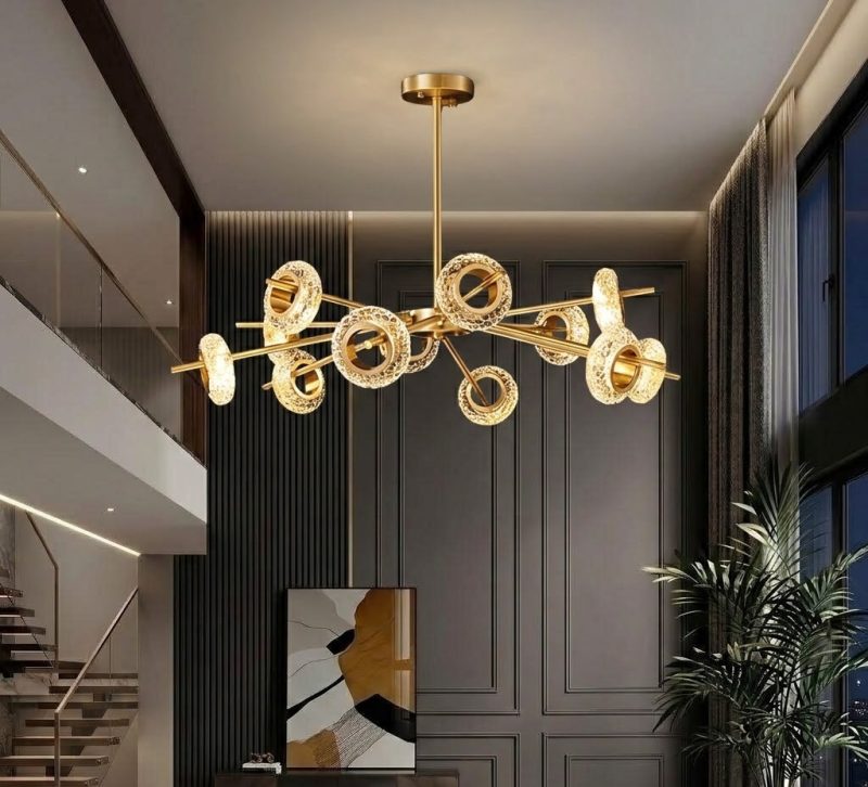 Đèn chùm hiện đại phòng khách-bàn ăn , vòng đá phale cao cấp TDC-241
