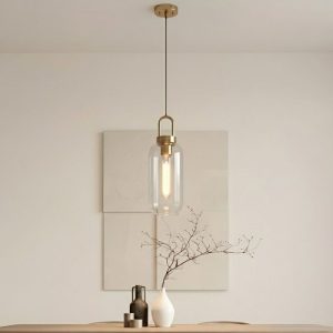 Đèn thả decor – thủy tinh màu trong, thiết kế hình trụ TDC-703B
