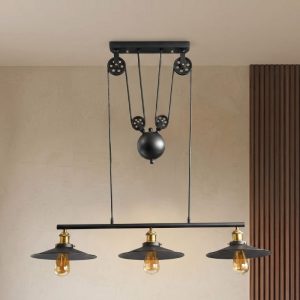 Đèn thả decor – thiết kế khung ngang, chụp sắt 3 bóng nghệ thuật TDC-82