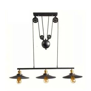 Đèn thả decor – thiết kế khung ngang, chụp sắt 3 bóng nghệ thuật TDC-82
