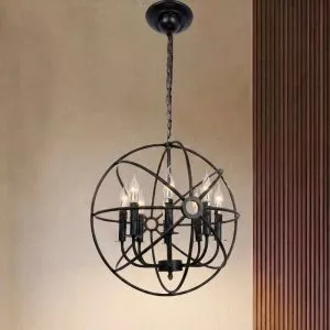 Đèn thả decor – phong cách cơ khí, hình quả cầu sắt nghệ thuật TDC-91