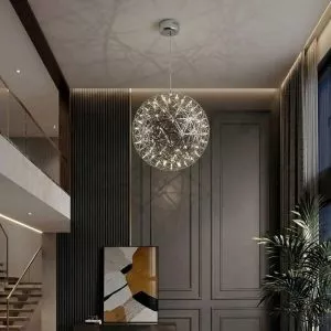 Đèn thả decor – thiết kế quả cầu tuyết màu Inox TDC-95