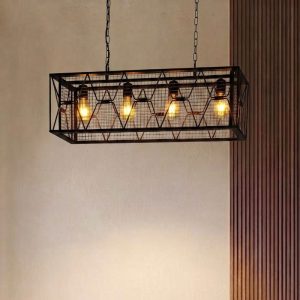 Đèn thả decor – phong cách retro, thiết kế khung lưới ngang độc đáo TDC-98