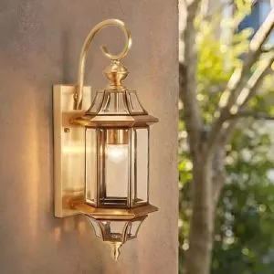 Đèn gắn tường ngoài trời, kim loại đồng phối kính trong VD-101