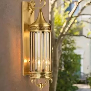 Đèn gắn tường ngoài trời, kim loại đồng phối kính trong VD-106