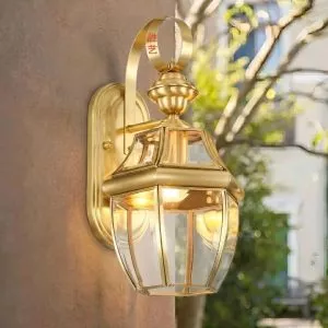 Đèn gắn tường ngoài trời, kim loại đồng phối kính trong VD-109