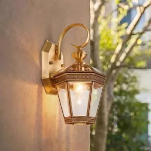 Đèn gắn tường ngoài trời, kim loại đồng phối kính trong VD-112