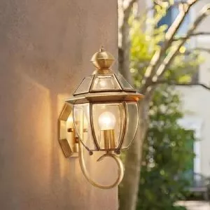 Đèn gắn tường ngoài trời, kim loại đồng phối kính trong VD-114
