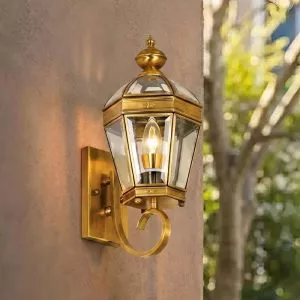 Đèn gắn tường ngoài trời, kim loại đồng phối kính trong VD-125