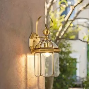 Đèn gắn tường ngoài trời, kim loại đồng phối kính trong VD-140