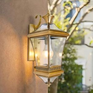Đèn gắn tường ngoài trời, kim loại đồng phối kính trong VD-144