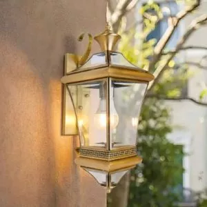 Đèn gắn tường ngoài trời, kim loại đồng phối kính trong VD-144