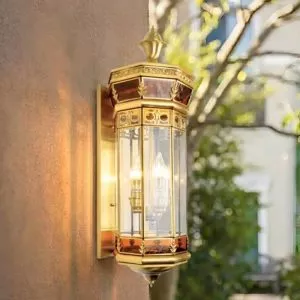 Đèn gắn tường ngoài trời, kim loại đồng phối kính trong VD-147