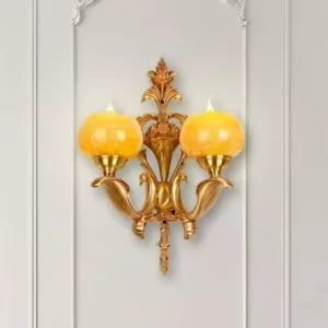 Đèn vách đồng nguyên chất thiết kế tay nến,chao đá cẩm thạch VD-164