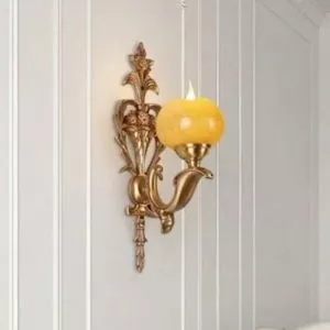 Đèn vách đồng nguyên chất thiết kế tay nến,chao đá cẩm thạch VD-164