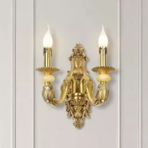 Đèn vách đồng nguyên chất thiết kế tay nến,chao đá cẩm thạch VD-166