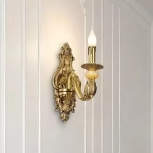 Đèn vách đồng nguyên chất thiết kế tay nến,chao đá cẩm thạch VD-166