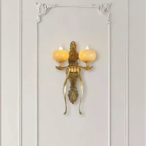 Đèn vách đồng nguyên chất thiết kế tay nến,chao đá cẩm thạch VD-173