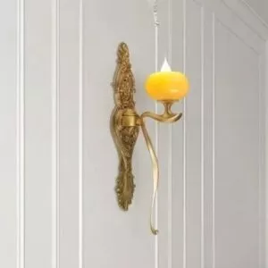 Đèn vách đồng nguyên chất thiết kế tay nến,chao đá cẩm thạch VD-173