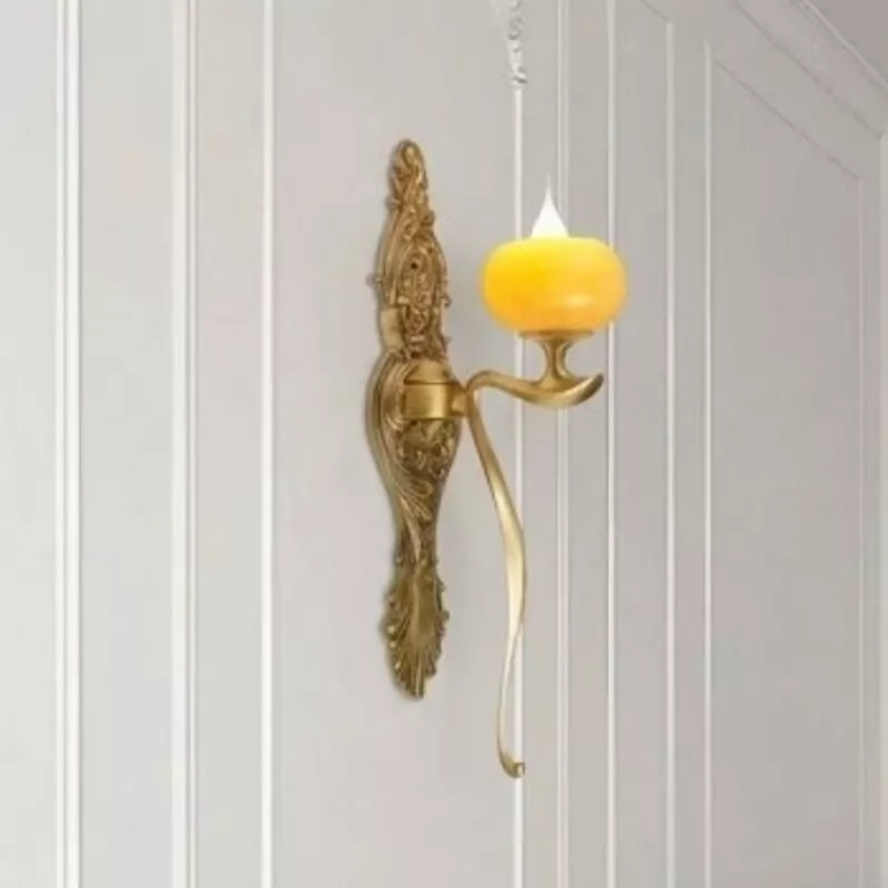 Đèn vách đồng nguyên chất thiết kế tay nến,chao đá cẩm thạch VD-173