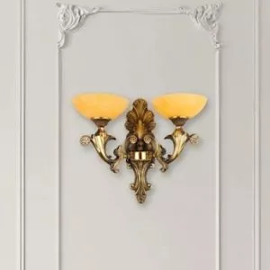 Đèn vách đồng nguyên chất thiết kế tay nến,chao đá cẩm thạch VD-177