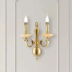 Đèn vách đồng nguyên chất thiết kế tay nến,chao đá cẩm thạch VD-182