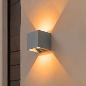 Đèn tường Led hiện đại ngoài trời, hắt 2 đầu, thiết kế khối vuông VNT-322