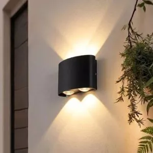 Đèn tường Led hiện đại ngoài trời, hắt 4 tia, thiết kế khối bầu VNT-334