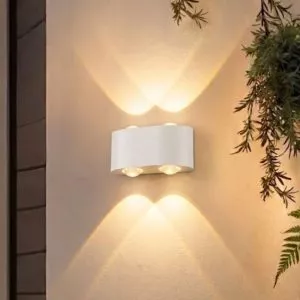 Đèn tường Led hiện đại ngoài trời, hắt 4 tia, thiết kế khối bầu VNT-334