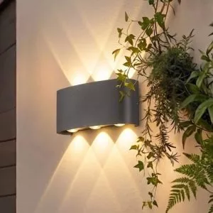 Đèn tường Led hiện đại ngoài trời, hắt 6 tia, thiết kế khối bầu VNT-335