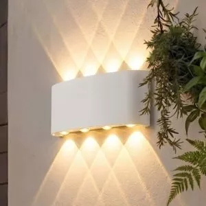 Đèn tường Led hiện đại ngoài trời, hắt 8 tia, thiết kế khối bầu VNT-336