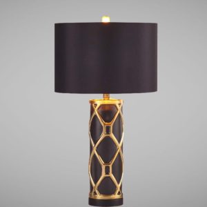 Đèn bàn chụp vải đen, thân kim loại cao cấp DB-324Đ