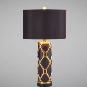 Đèn bàn chụp vải đen, thân kim loại cao cấp DB-324Đ