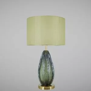 Đèn bàn chụp vải, thân thủy tinh màu xanh DB-350