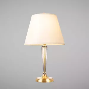 Đèn bàn chụp vải trắng, thân kim loại phối thủy tinh nghệ thuật DB-356