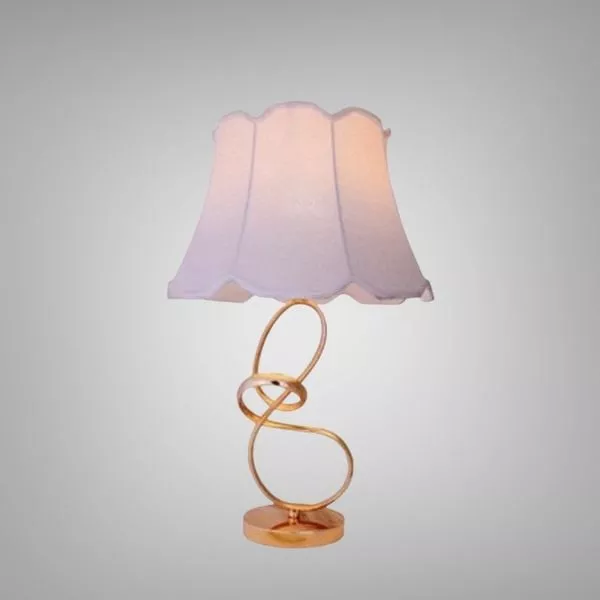Đèn bàn chụp vải trắng, thân kim loại uốn nghệ thuật DB-388 - Hình ảnh 2