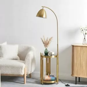 Đèn cây thân si vàng-đồng, có 2 kệ mini tiện lợi DC-602