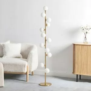 Đèn cây cao cấp, thân kim loại si vàng đồng, chao thủy tinh nghệ thuật DC-219