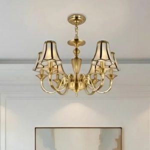 Đèn chùm đồng, chao phối thủy tinh, phong cách Bắc Âu DC-2023