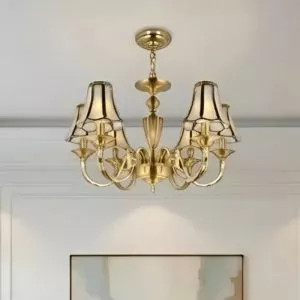 Đèn chùm đồng, chao phối thủy tinh, phong cách Bắc Âu DC-2023