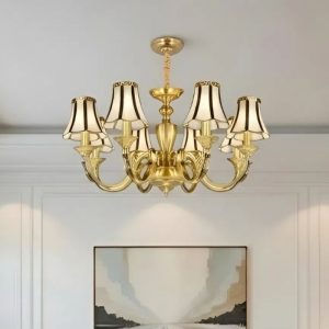 Đèn chùm đồng, chao phối thủy tinh, phong cách Bắc Âu DC-2023