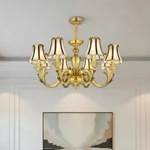 Đèn chùm đồng, chao phối thủy tinh, phong cách Bắc Âu DC-2023