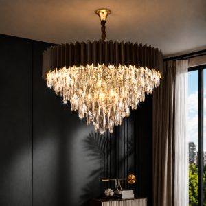 Đèn chùm phale, thiết kế kiểu tròn, thẻ phale màu xám khói cao cấp DC-1059