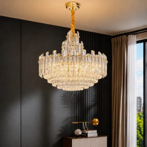 Đèn chùm pha lê, thiết kế kiểu tròn, thẻ pha lê k9 cao cấp DC-1039