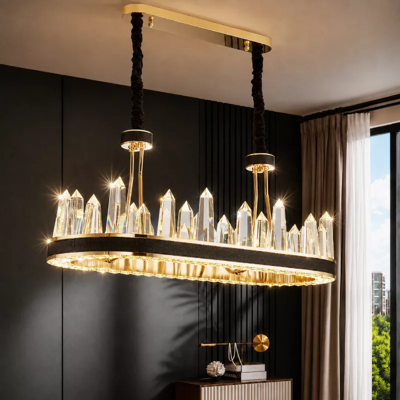 Đèn chùm pha lê, thiết kế thả ngang, pha lê giả đá cao cấp DC-1066