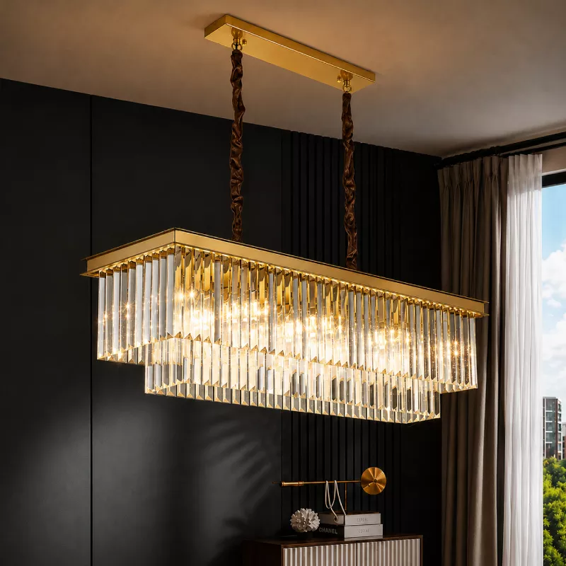 Đèn chùm pha lê, thiết kế thả ngang, thẻ phale trắng DC-1032