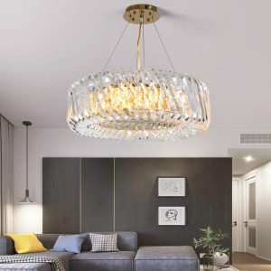 Đèn thả phòng khách-bàn ăn, mâm inox vàng phối phale nghệ thuật DC-104